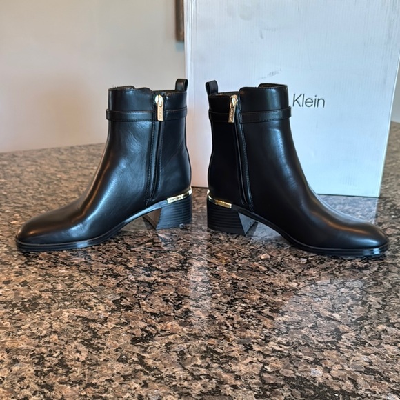 Calvin Klein Black Ankle Boots with Gold Accents NWT 6 - Picture 6 of 12